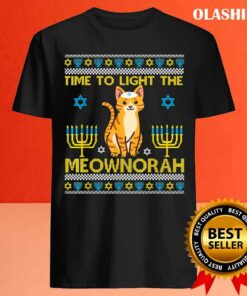 Official Light The Meownorah Jewish Cat Menorah Lover Ugly Chanukah T-shirt 3 Official Light The Meownorah Jewish Cat Menorah Lover Ugly Chanukah T shirt 4