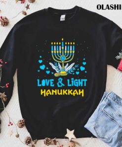 Official Love And Light Menorah Funny Family Jewish Hanukkah Pijamas T shirt 1