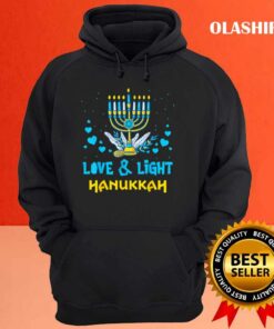 Official Love And Light Menorah Funny Family Jewish Hanukkah Pijamas T shirt 3