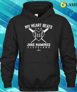 Official My Heart Beats For Jose Ramirez Valentines Baseball Lover T shirt 1