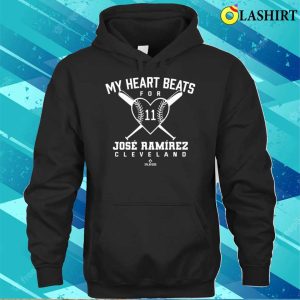 Official My Heart Beats For Jose Ramirez Valentines Baseball Lover T-shirt