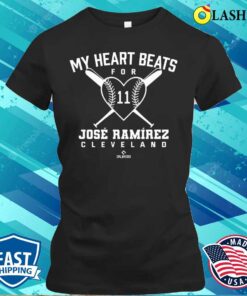 Official My Heart Beats For Jose Ramirez Valentines Baseball Lover T shirt 2