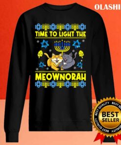 Official Time To Light The Meownorah Cat Menorah Lover Ugly Chanukah T-shirt 1 Official Time To Light The Meownorah Cat Menorah Lover Ugly Chanukah T shirt 2