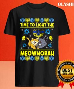 Official Time To Light The Meownorah Cat Menorah Lover Ugly Chanukah T-shirt 3 Official Time To Light The Meownorah Cat Menorah Lover Ugly Chanukah T shirt 4