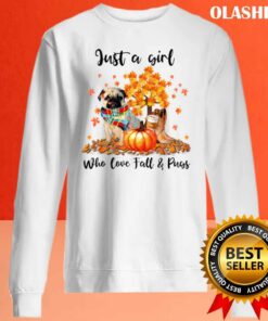Pugs Scarf Autumn Tshirt Just A Girl Who Love Fall And Pugs T shirt 2