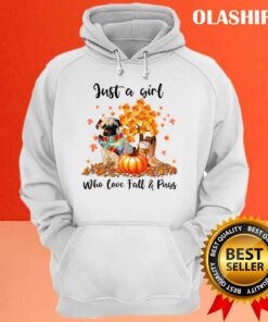 Pugs Scarf Autumn Tshirt Just A Girl Who Love Fall And Pugs T shirt 3