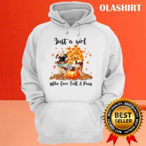 Pugs Scarf Autumn Tshirt Just A Girl Who Love Fall And Pugs T shirt 3