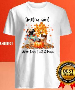 Pugs Scarf Autumn Tshirt Just A Girl Who Love Fall And Pugs T shirt 4