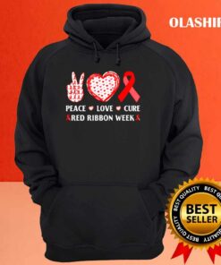 Red Ribbon Week Awareness Wear Red Peace Love Cure Costume T shirt 2