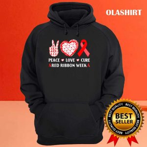 Red Ribbon Week Awareness Wear Red Peace Love Cure Costume T-shirt