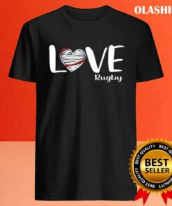 Retro Valentines Day Hearts Rugby Lover Sports T shirt 4