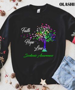Ribbon Tree Faith Hope Love Scoliosis Awareness T shirt 1
