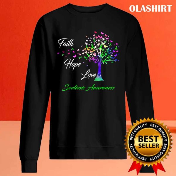 Ribbon Tree Faith Hope Love Scoliosis Awareness T-shirt