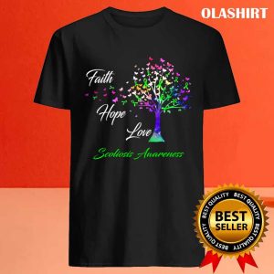 Ribbon Tree Faith Hope Love Scoliosis Awareness T shirt 4