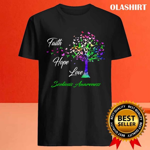 Ribbon Tree Faith Hope Love Scoliosis Awareness T-shirt