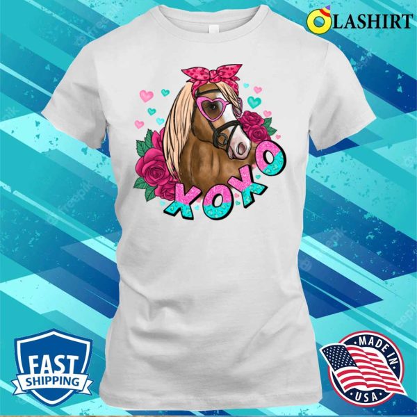 Xoxo T-shirt, Romantic Horse Xoxo Valentine Day T-shirt