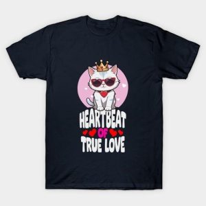 Cat heartbeat of true love Valentine 2024 T-Shirt