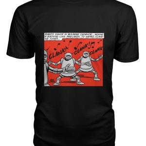 Funny vintage comic book robots weird clanking tunes t-shirt