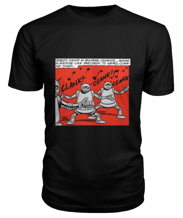 Funny vintage comic book robots weird clanking tunes t-shirt