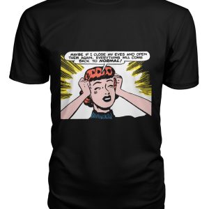 Funny vintage comic pop art design t-shirt Back to normal