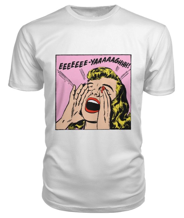 Funny vintage comic pop art girl yelling shirt
