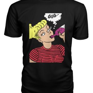 Funny vintage comic pop art woman drinking gug t-shirt