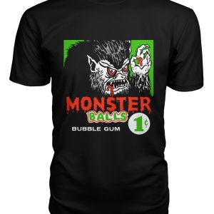 Funny vintage illustration of Monster Balls Bubble Gum t-shirt