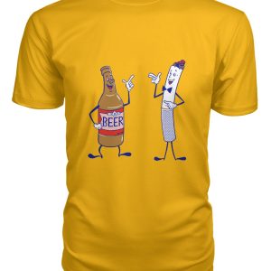 Funny vintage illustration of beer and cigarette buddies t-shirt