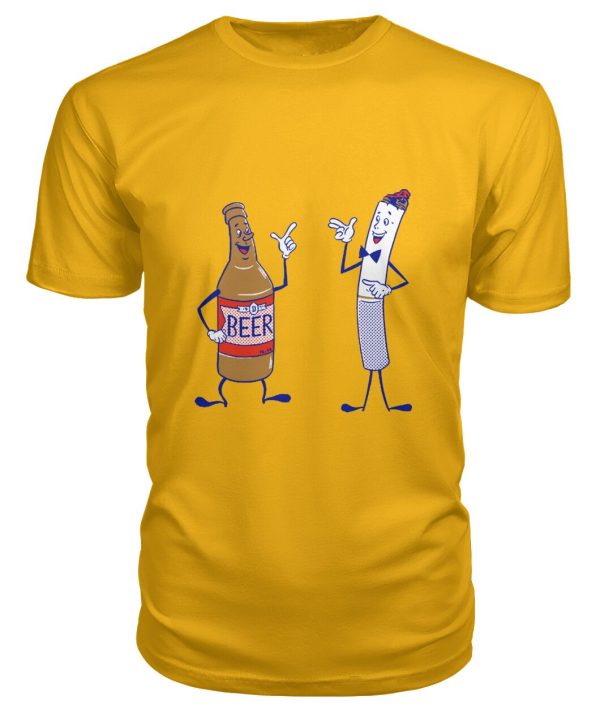 Funny vintage illustration of beer and cigarette buddies t-shirt
