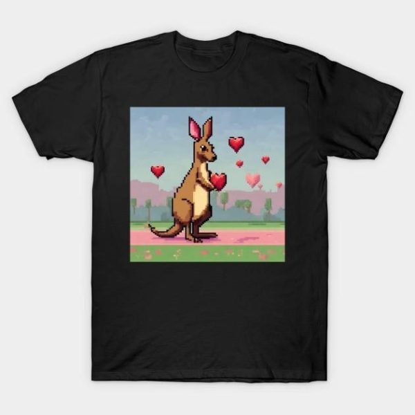 Kangaroo love pixel Valentine 2024 T-Shirt