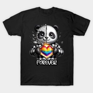 Panda love forever rainbow heart Valentine’s Day T-Shirt