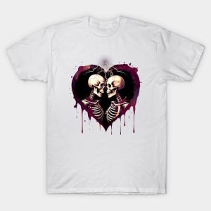 Skeleton couple love lightning Valentine 2024 T-Shirt