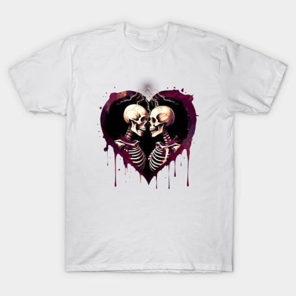 Skeleton couple love lightning Valentine 2024 T-Shirt