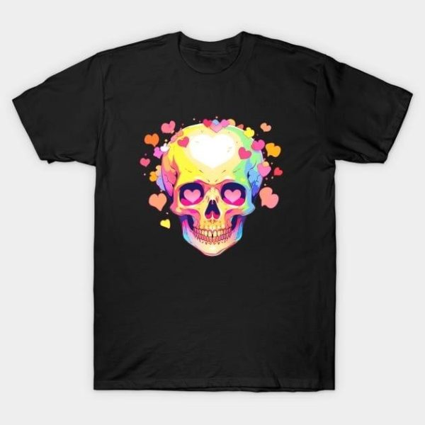 Skull hearts colorful Valentine 2024 T-Shirt