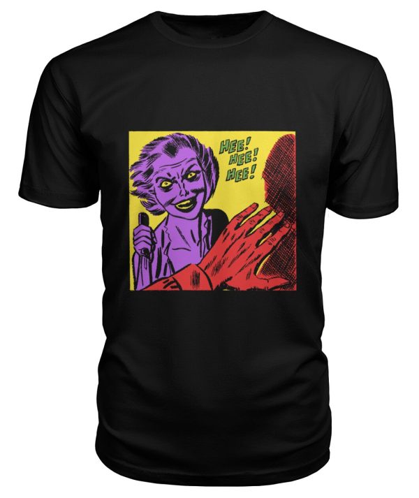 Vintage horror comic – woman with knife HEE HEE HEE! t-shirt