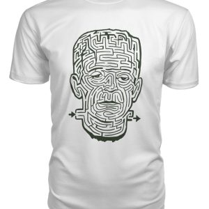 Vintage illustration dark green Frankenstein monster maze shirt