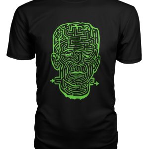 Vintage illustration light green Frankenstein monster maze shirt