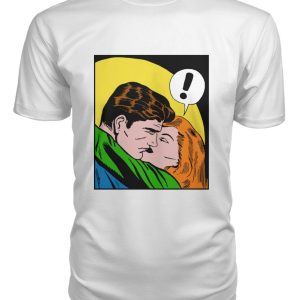 vintage comic pop art couple kissing shirt