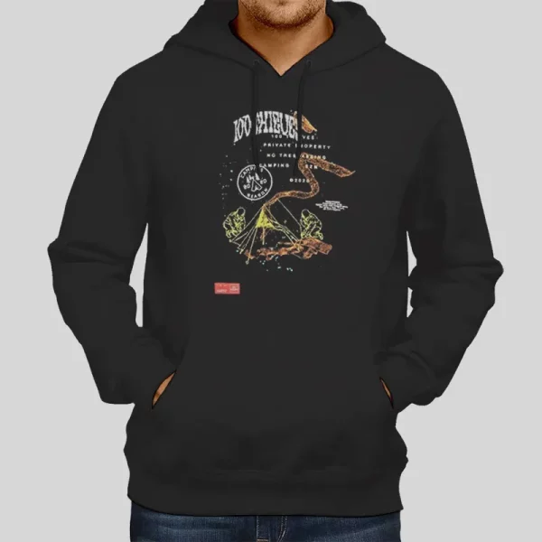 100t No Camping Hoodie Two Side