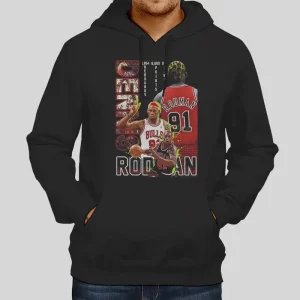 90s Vintage Basketball Dennis Rodman Hoodie 1