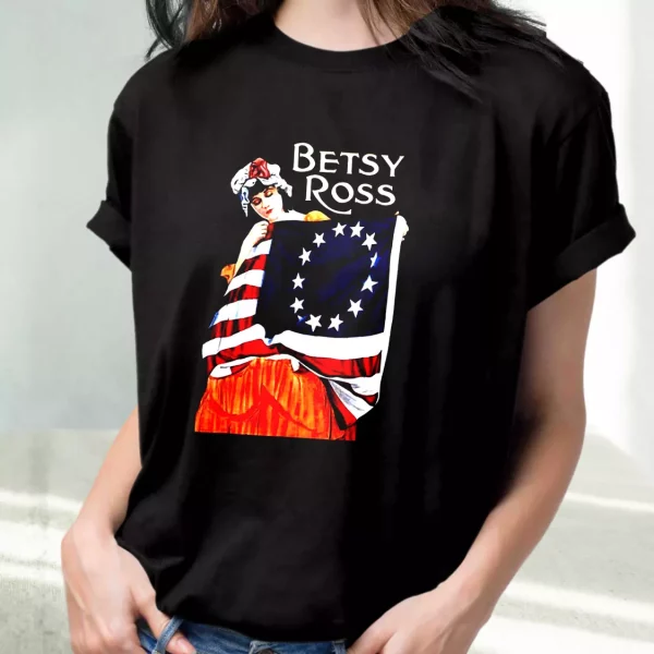 Betsy Ross American Flag 1776 Art Vetrerans Day T Shirt