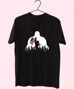 Bigfoot American Flag Vetrerans Day T Shirt 1