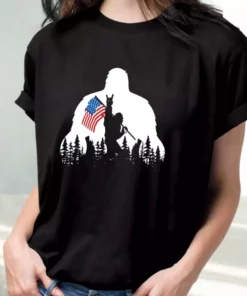 Bigfoot American Flag Vetrerans Day T Shirt 2