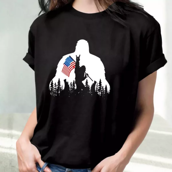 Bigfoot American Flag Vetrerans Day T Shirt