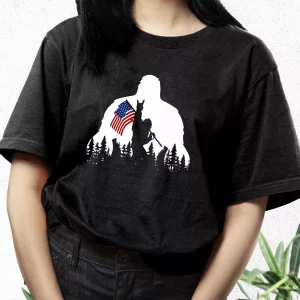 Bigfoot American Flag Vetrerans Day T Shirt 3