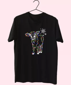 Christmas Cow Light T Shirt Xmas Design 1