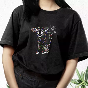 Christmas Cow Light T Shirt Xmas Design 3