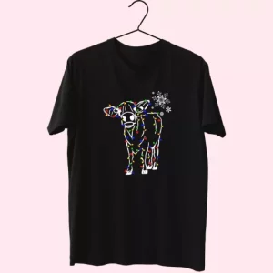 Christmas Cow Light T Shirt Xmas Design 4