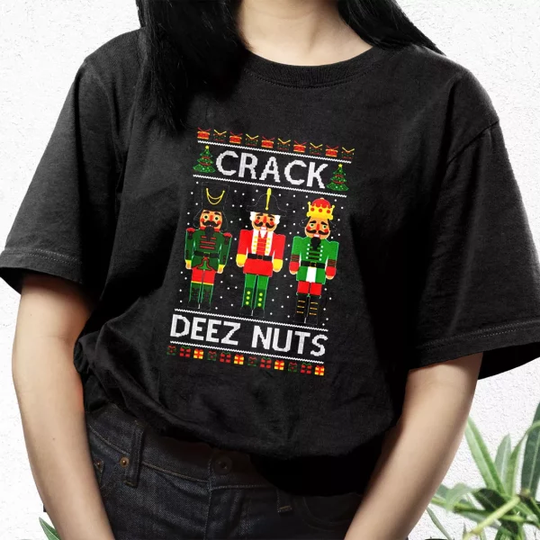 Crack Deez Nuts T Shirt Xmas Design