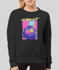 Cyberpunk Pun Cat Cyberkitty Hoodie 4